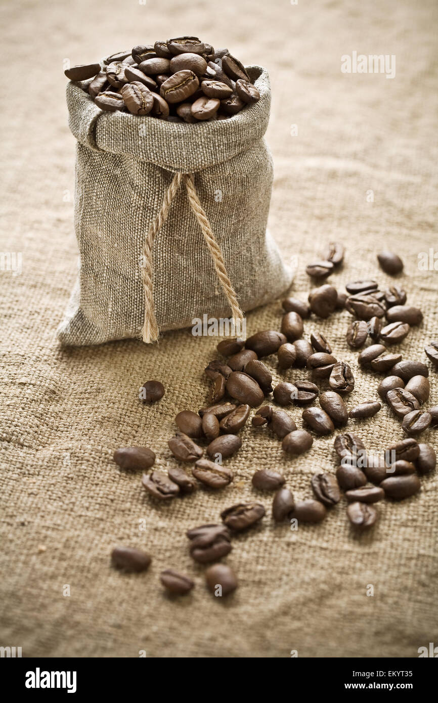 coffee beans in sack Stock Photo - Alamy