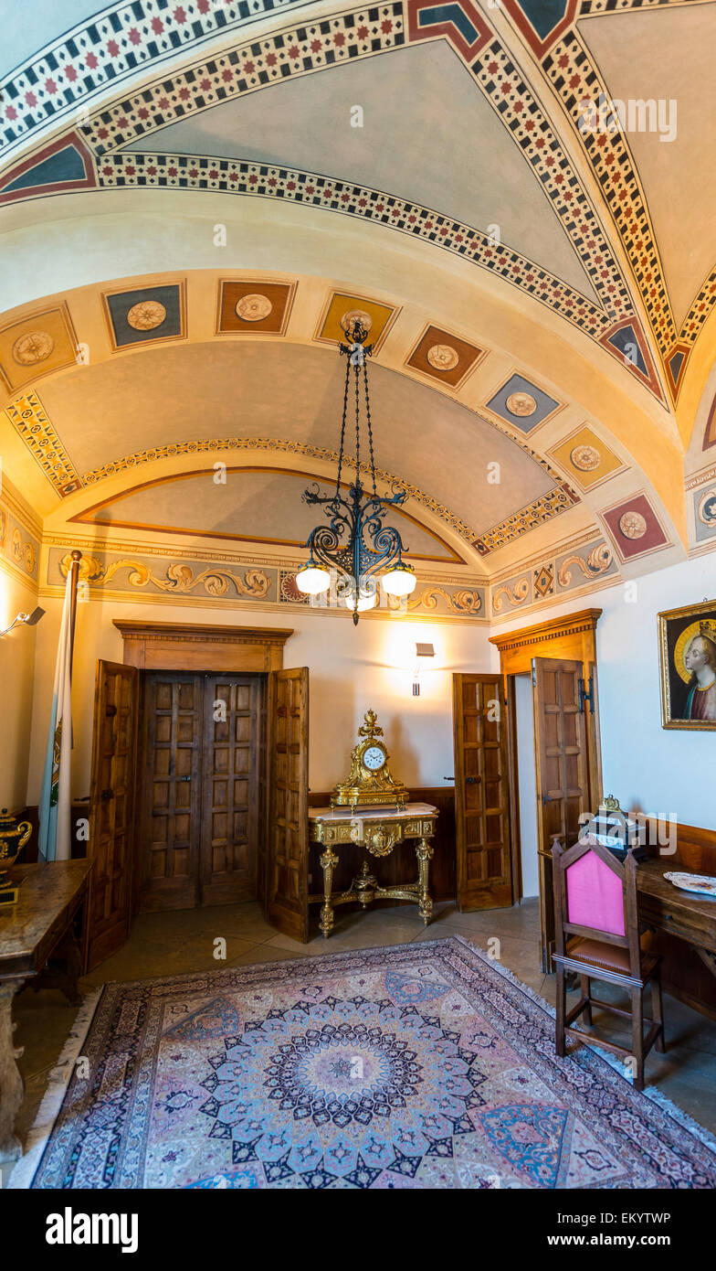 Historic room in the Government Palace, Palazzo Pubblico Governo, San Marino, Republic of San Marino Stock Photo