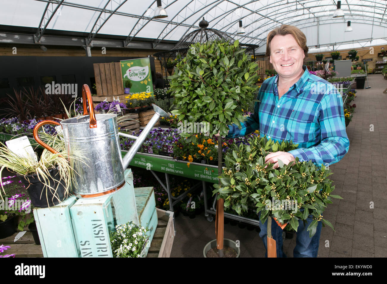 Celebrity gardener David Domoney at Dobbies Garden Centre ,Speke Hall Avenue , Liverpool. Stock Photo