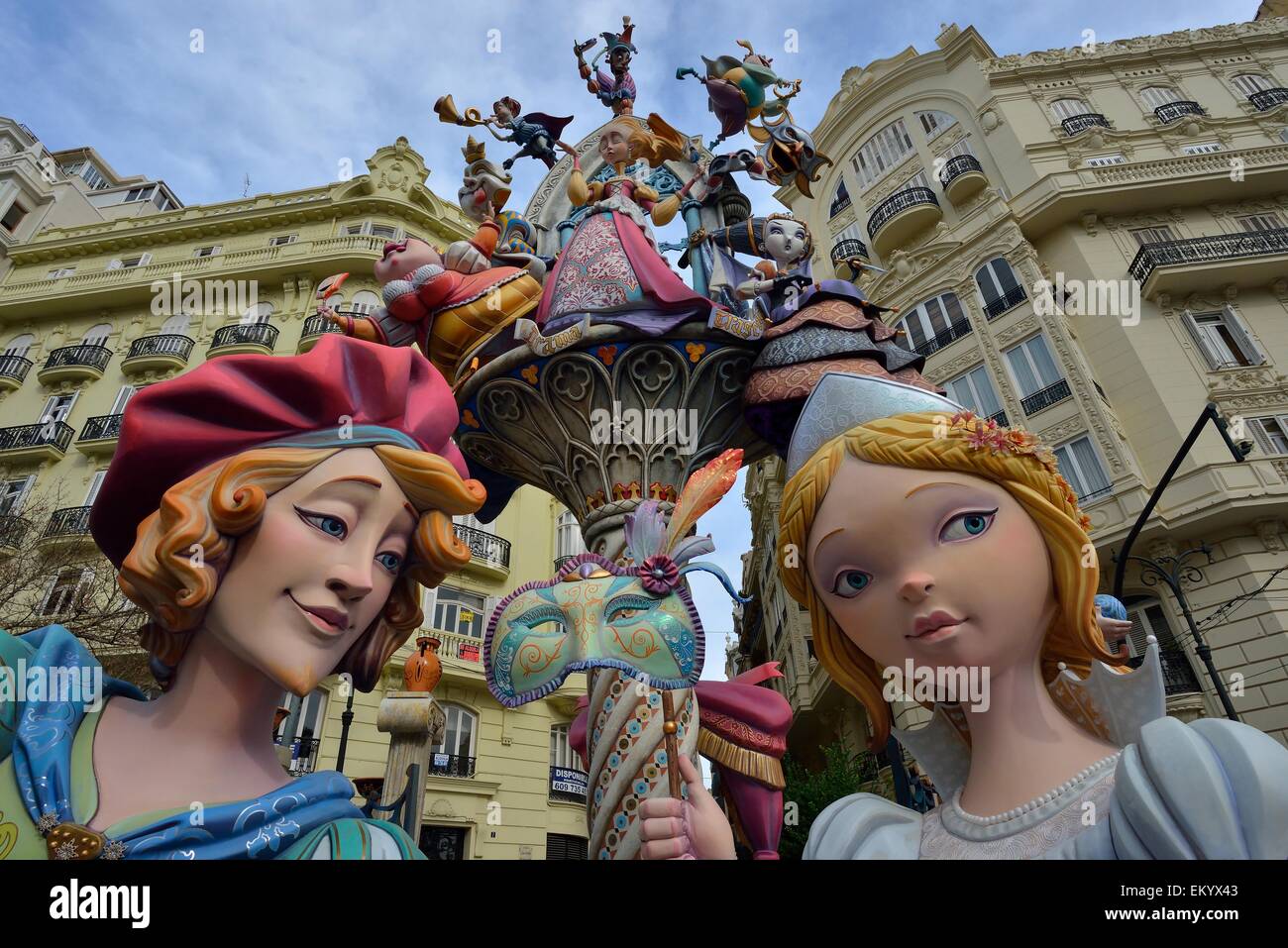 Falla figures at the Fallas festival, Valencia, Spain Stock Photo