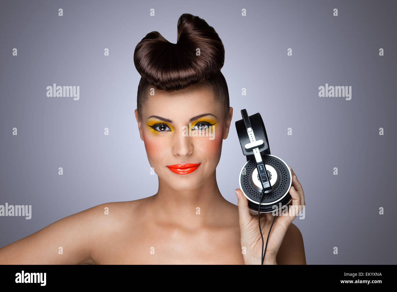 The headphones fashion Stock Photo Alamy