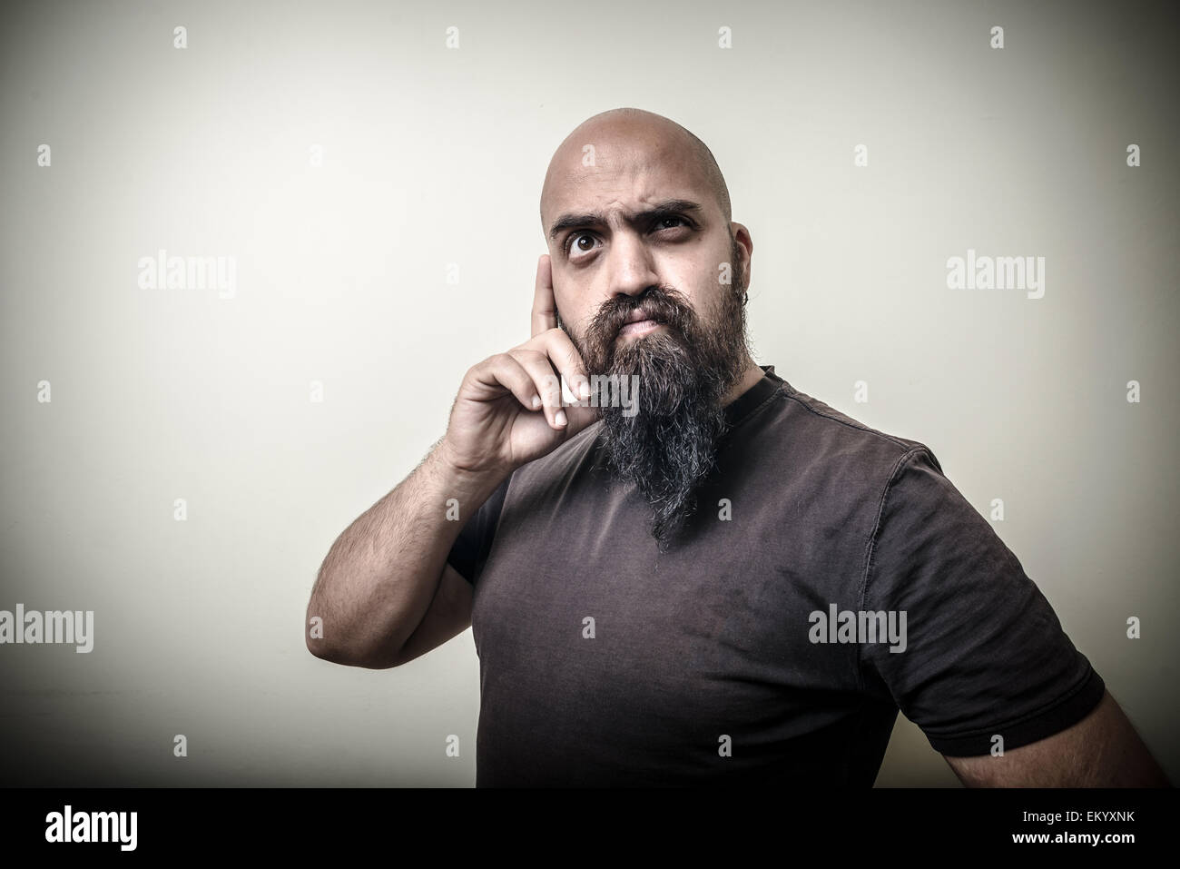 thoughtful bearded man Stock Photo
