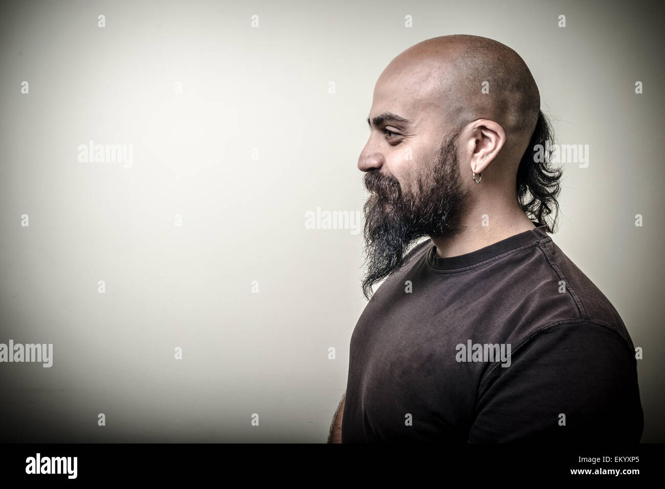 profile bearded man Stock Photo
