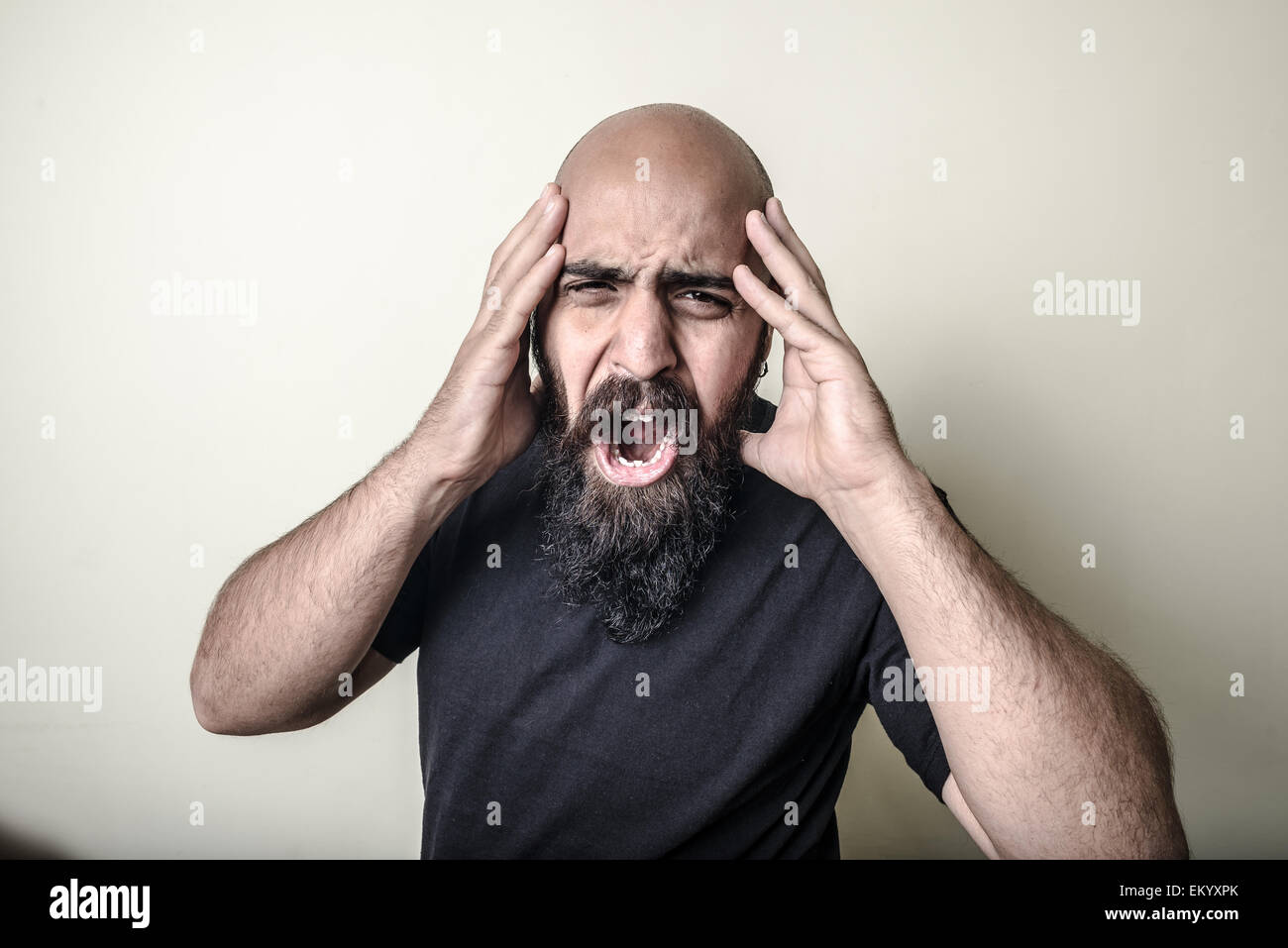 desperate bearded man isolated Stock Photo