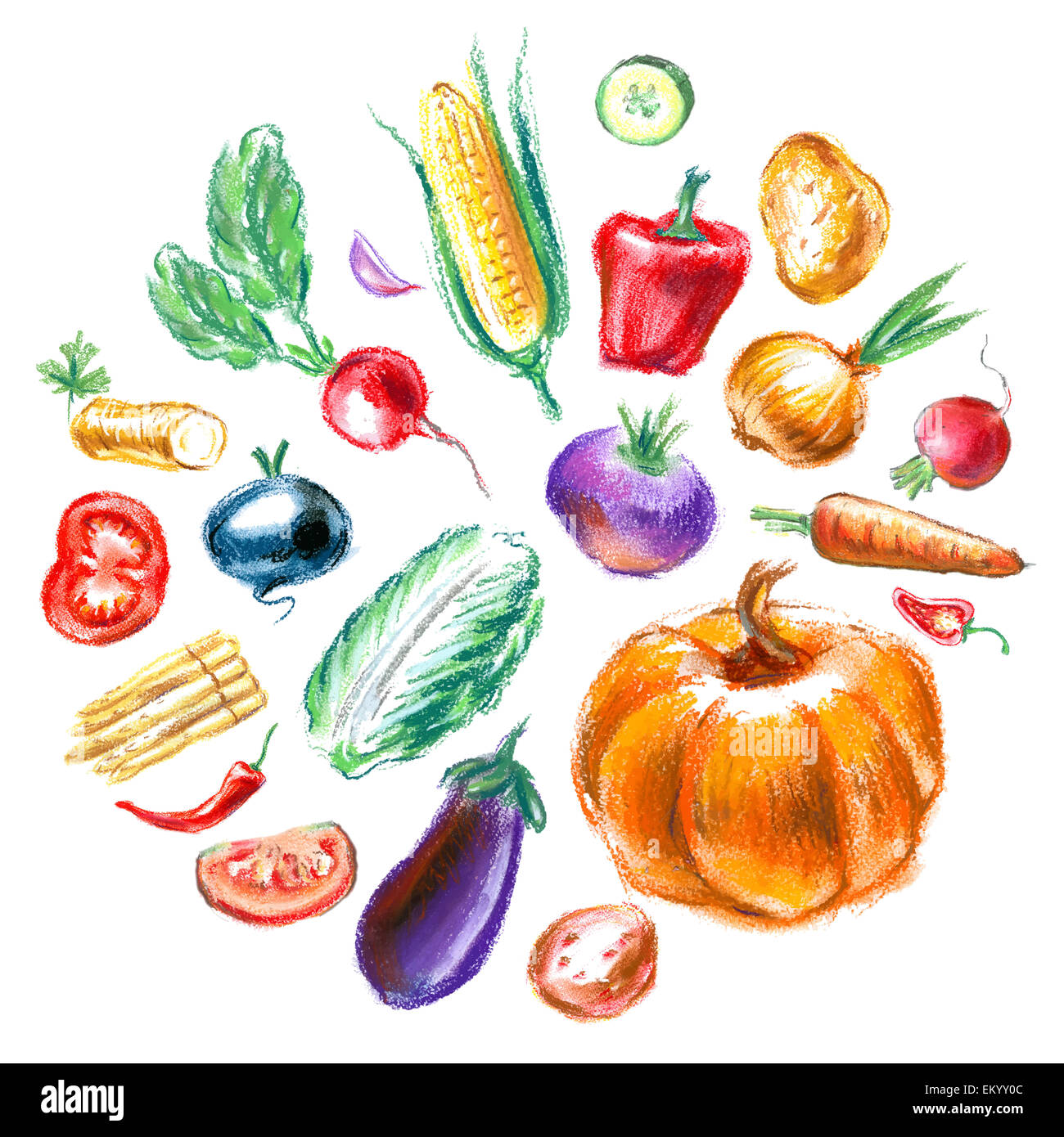 fresh vegetables vector logo design template.  food or gardening icon. Stock Photo