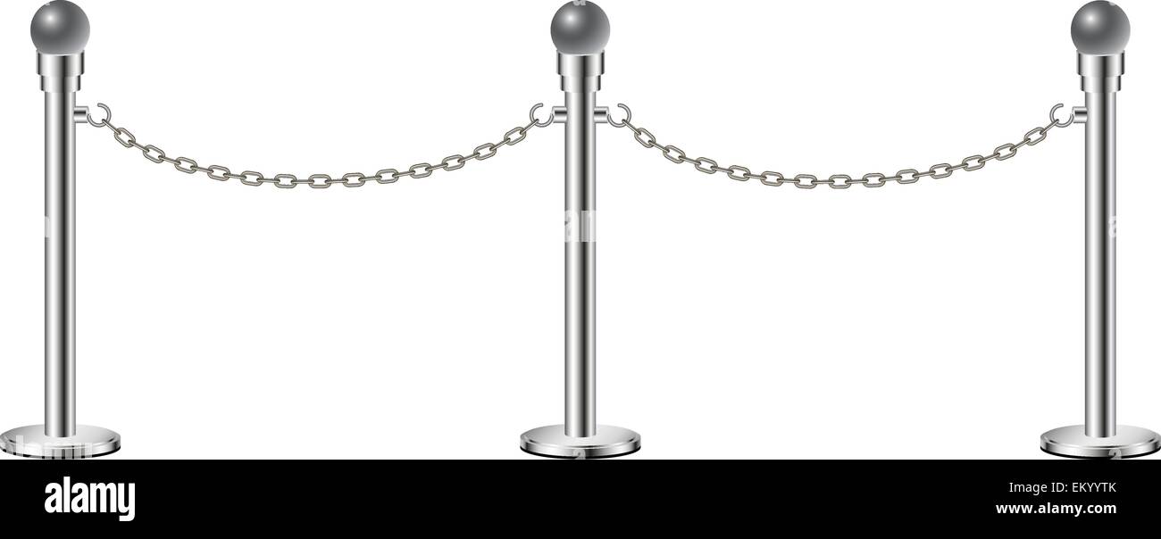 Stand chain barriers in silver design with chain Stock Vector Image