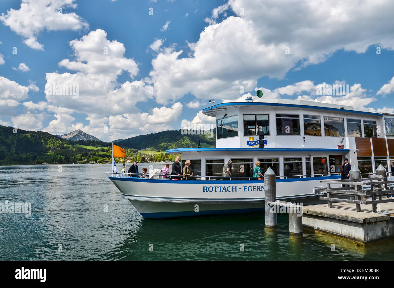A wonderful sunny summer day on Lake Tegernsee at Tegernsee landing stage Stock Photo