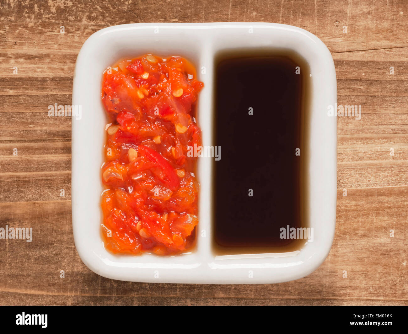red chili and soy sauce Stock Photo