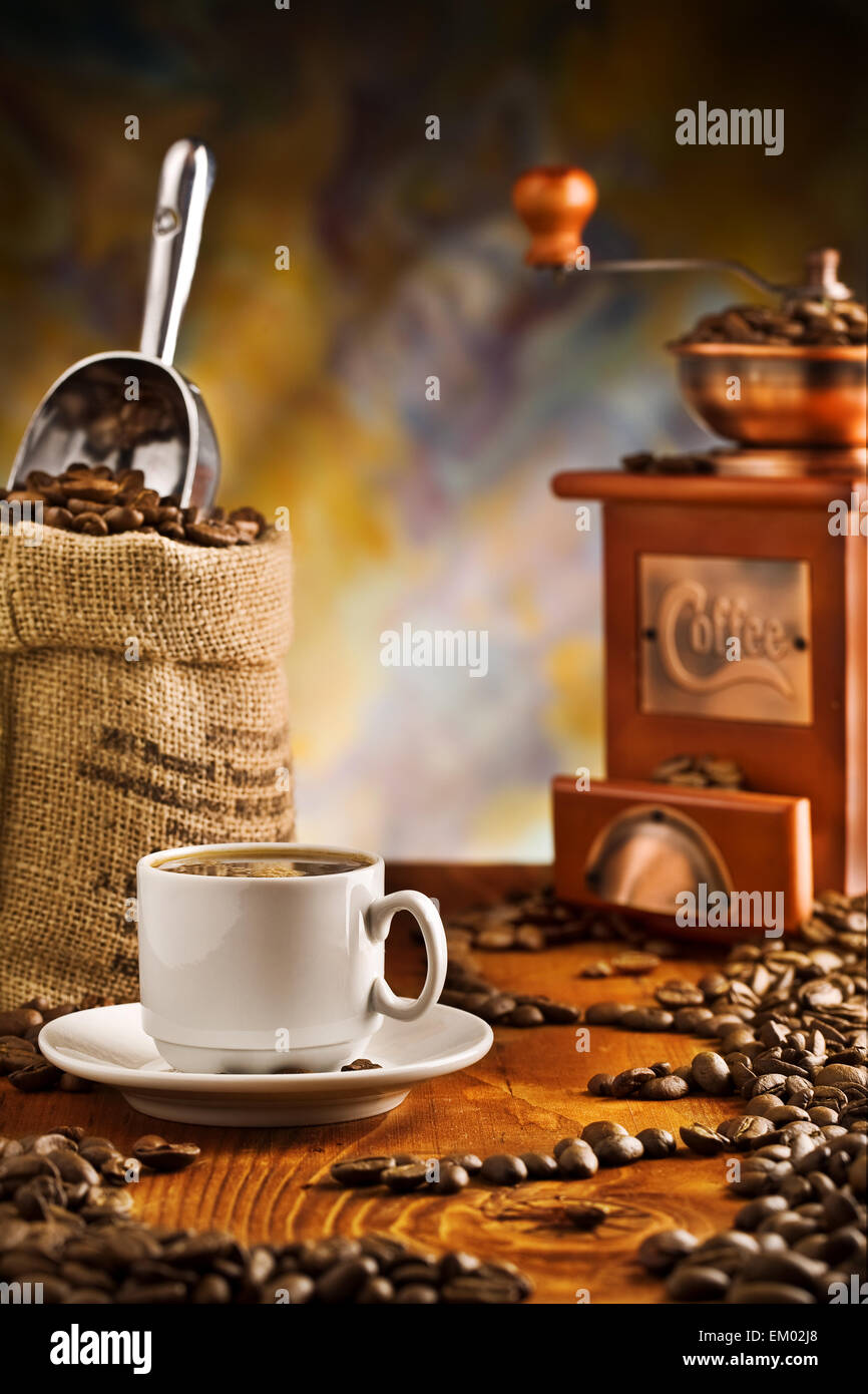 coffee items on table Stock Photo Alamy