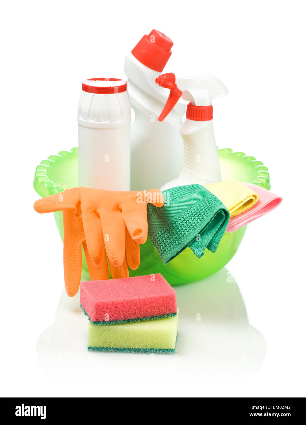 Cleaning means in basin Stock Photo