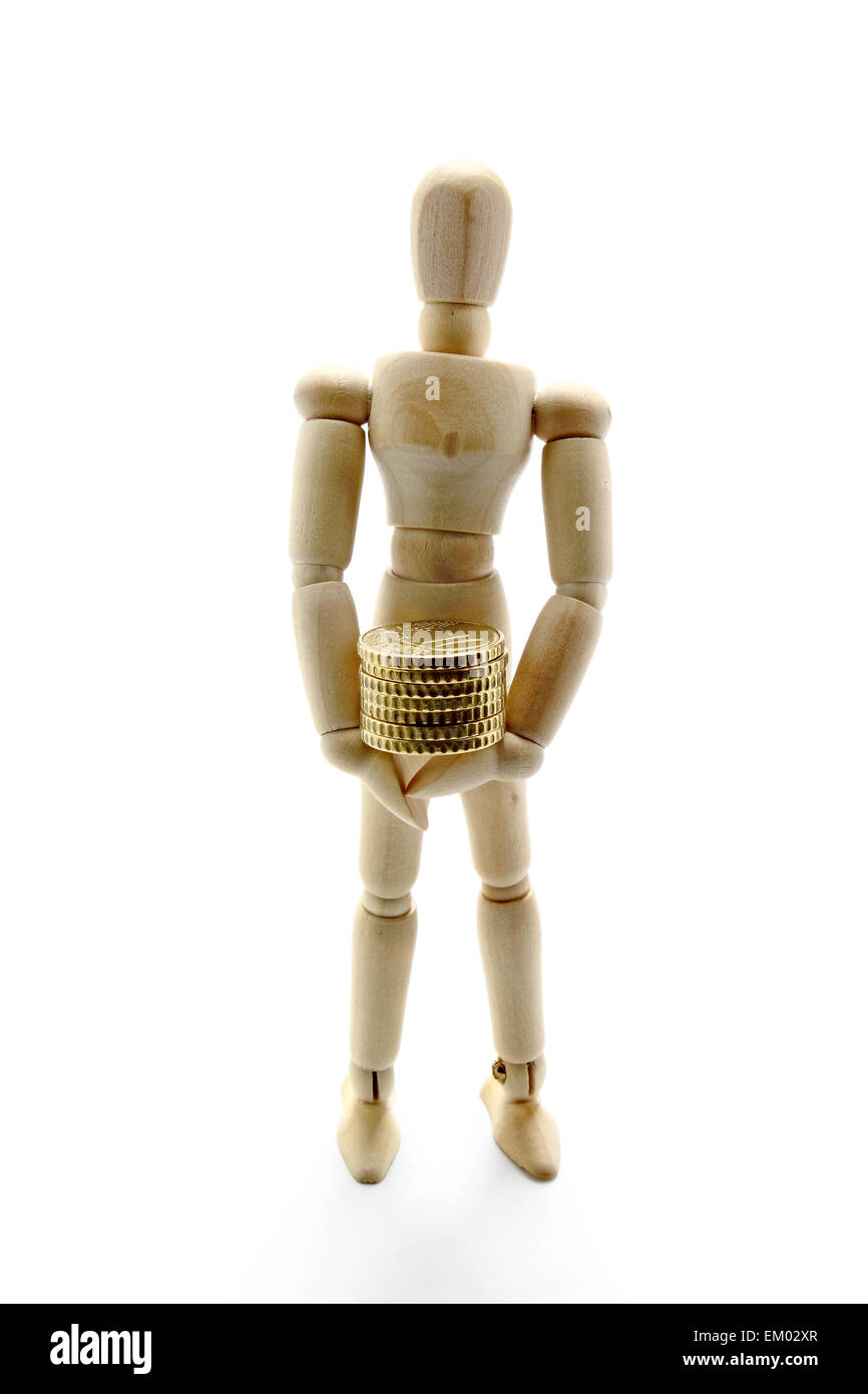 Wooden mannequin and money Stock Photo Alamy