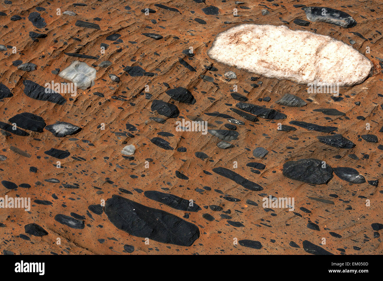 Stones, embedded stones, near petrified forest, Kunene Region, Namibia Stock Photo