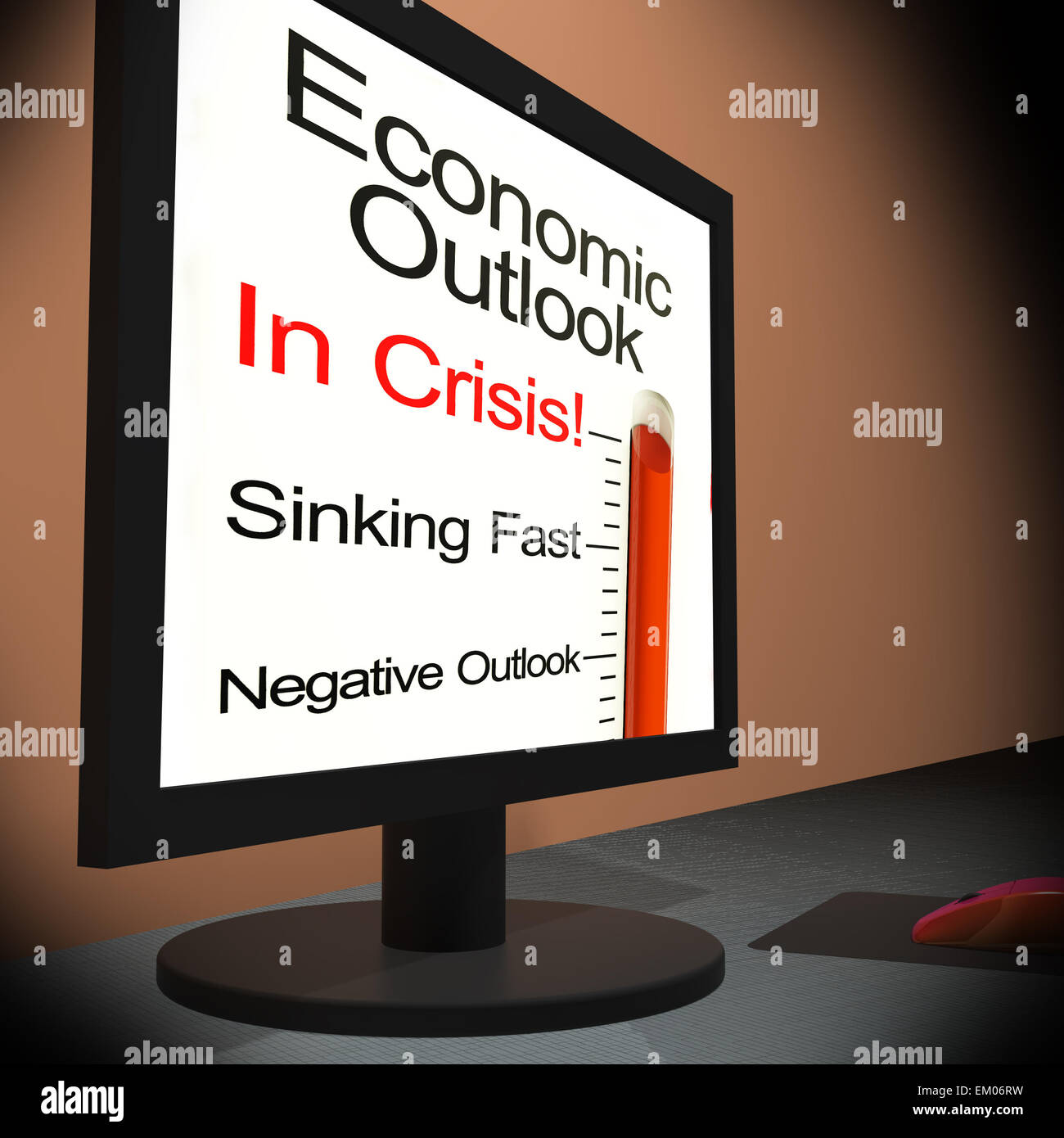 Economic Outlook On Monitor Showing Financial Forecasting Stock Photo