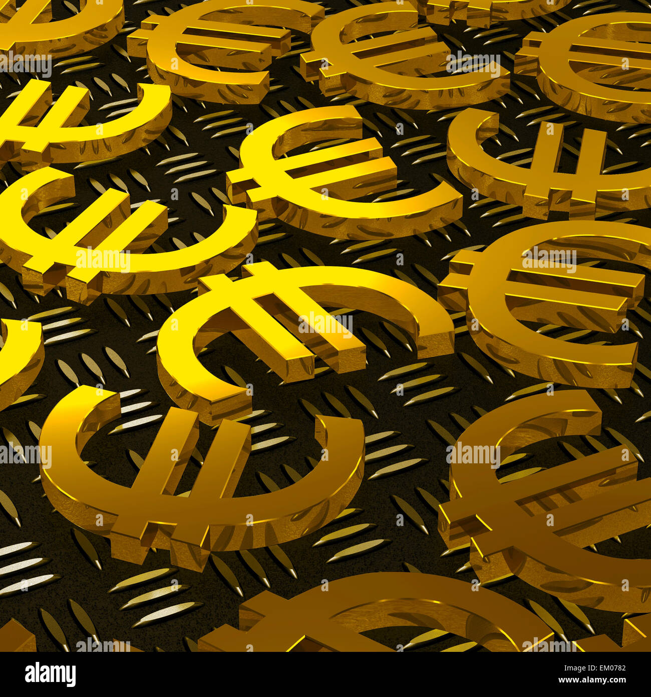 Euro Symbols On Floor Shows European Prosperity Stock Photo