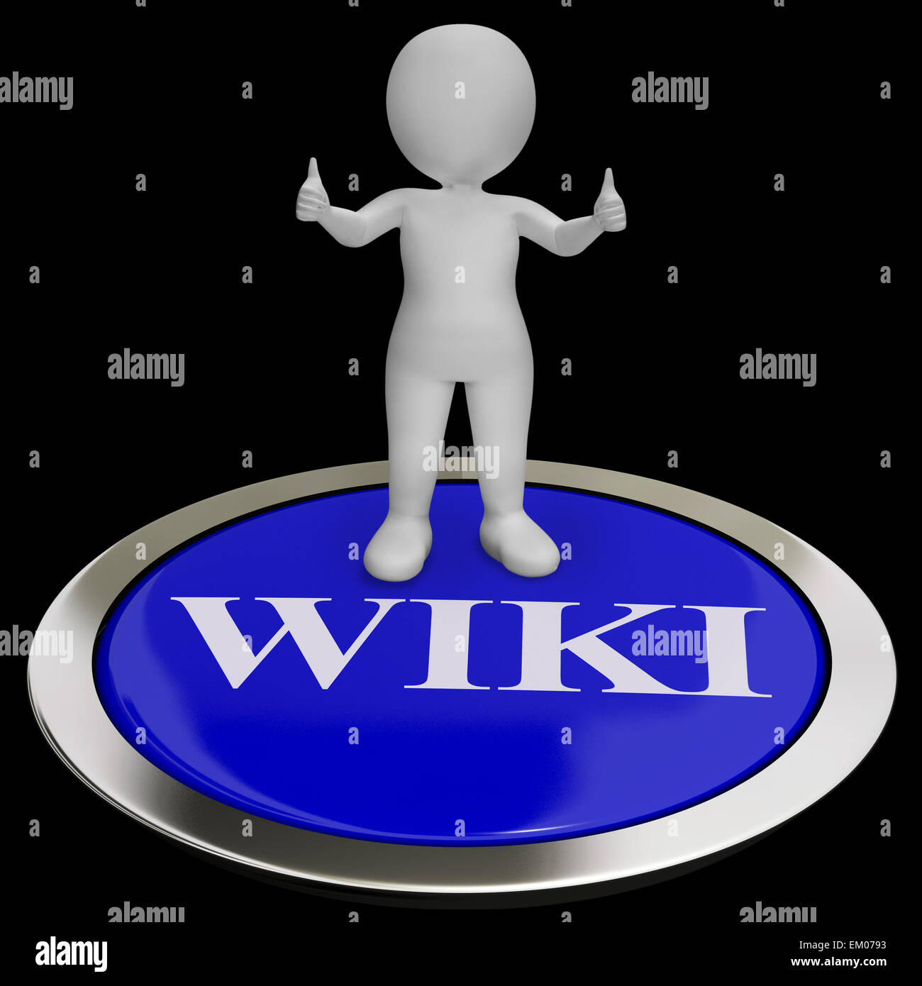 Wiki Button Shows Online Information Or Encyclopedia Stock Photo