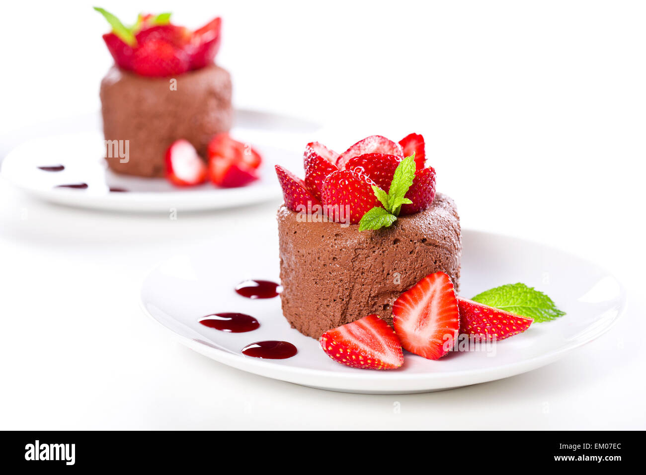Chocolate Mousse With Strawberries Stock Photo Alamy