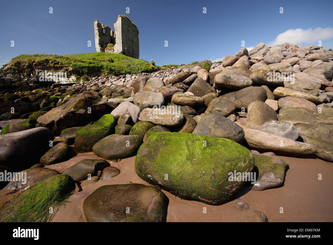 Minard Castle And Rocky Beach; Minard, County Kerry, Ireland Stock Photo
