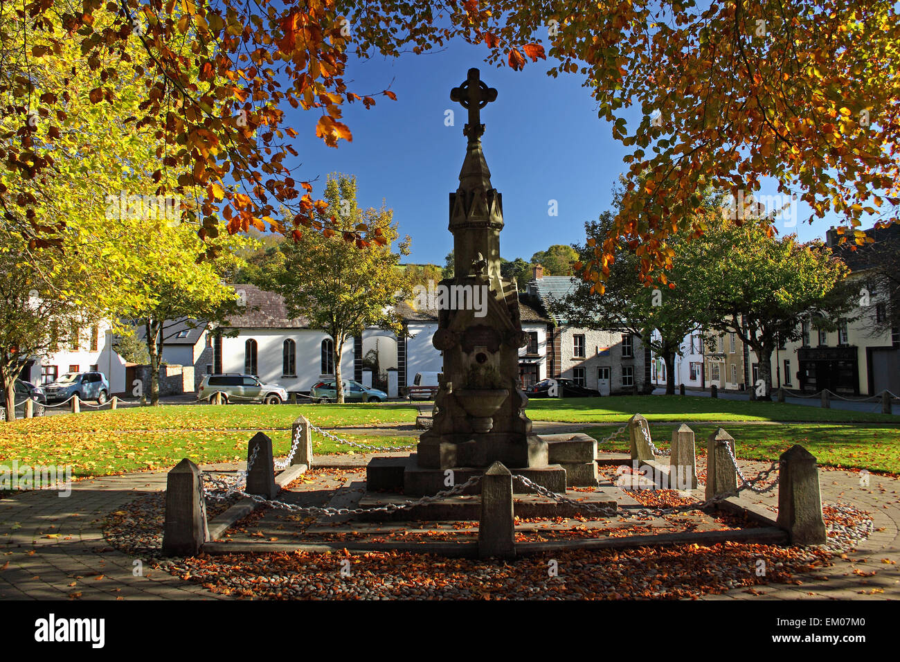 Monument In Village Green; Inistioge, County Kilkenny, Ireland Stock Photo