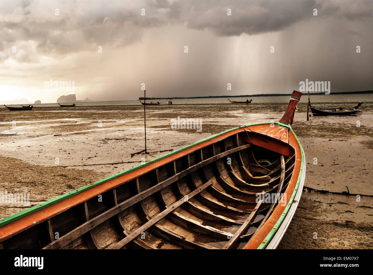 Old fisherman boat on the beach Stock Photo - Alamy