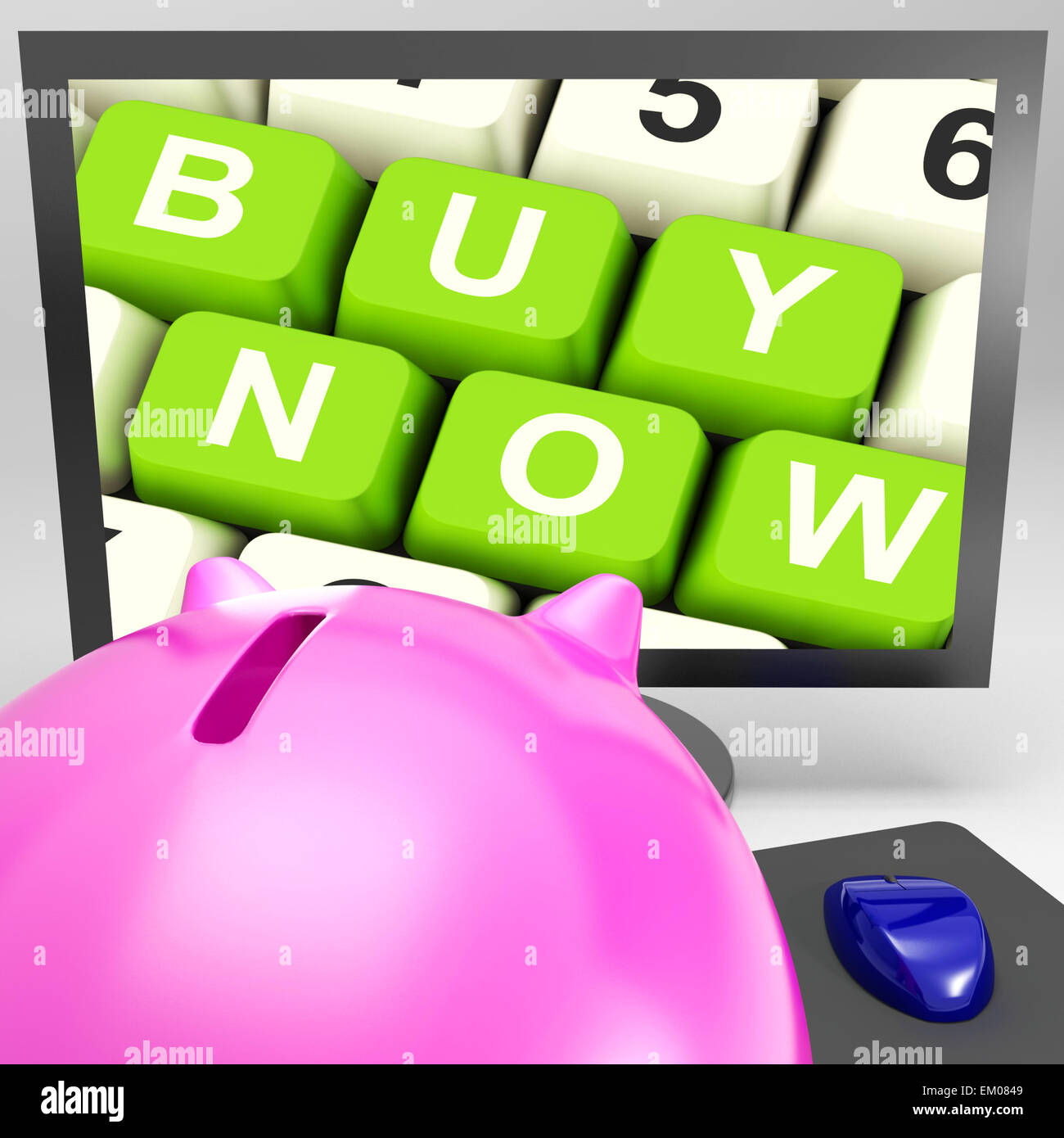 Buy Now Keys On Monitor Showing Ecommerce Stock Photo