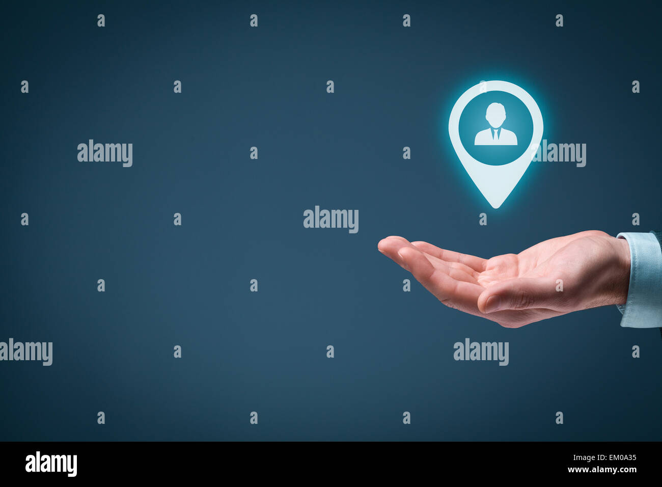 Target customer and human resources (HR) concept. Man hold target