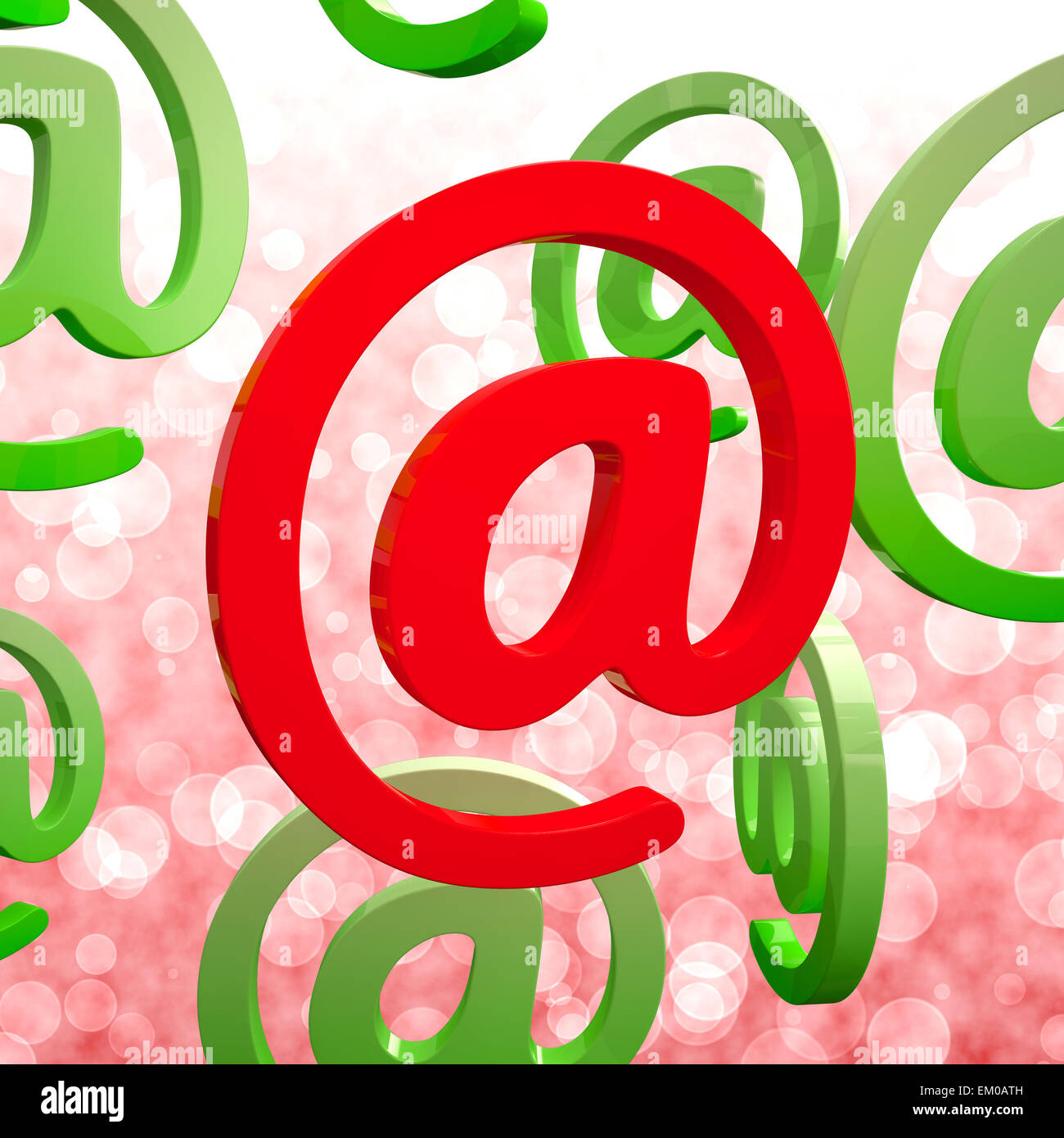 At Sign Means Email Correspondence on Web Stock Photo