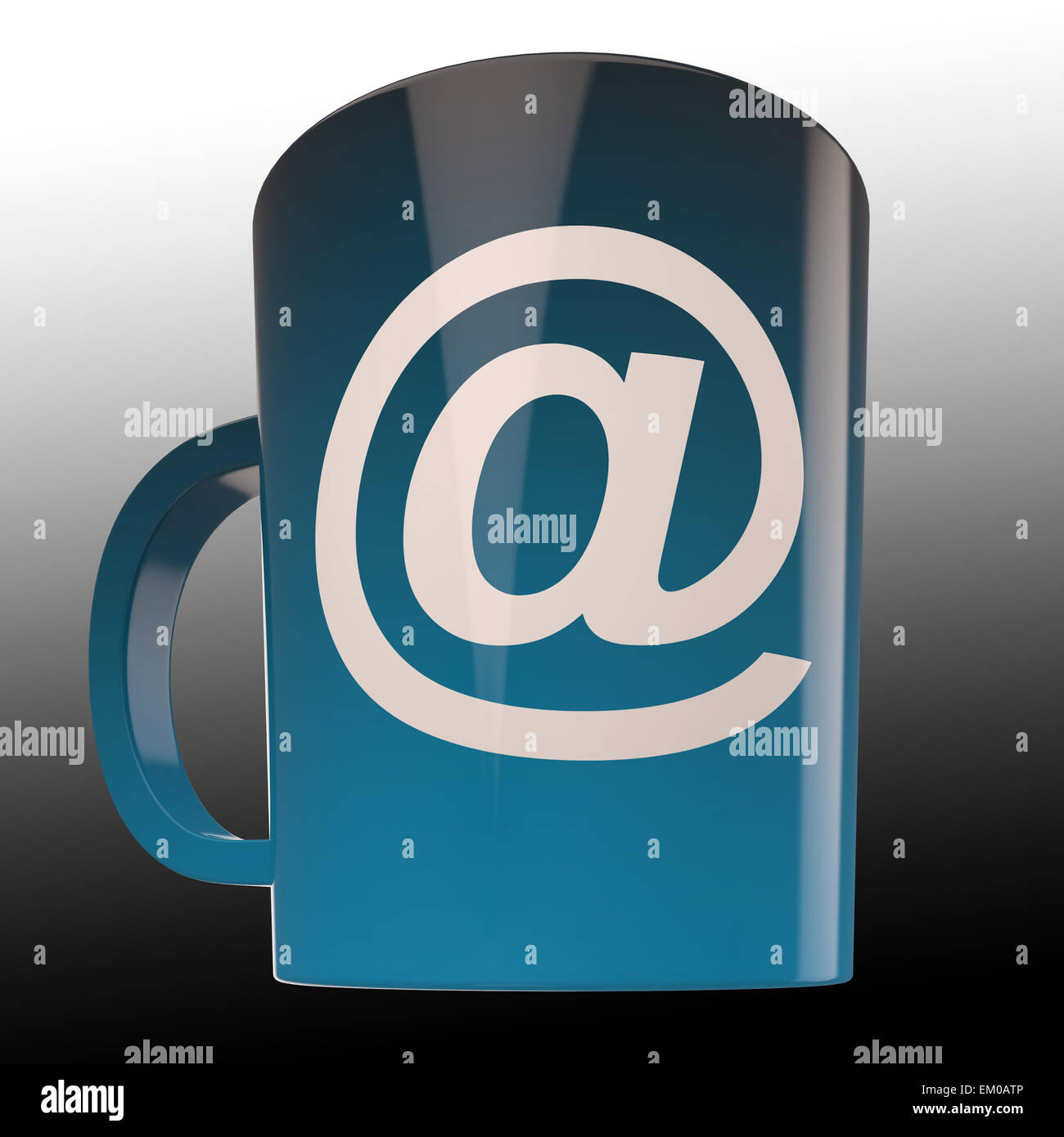 E-mail Coffee Cup Shows Internet Cafe Communication Stock Photo