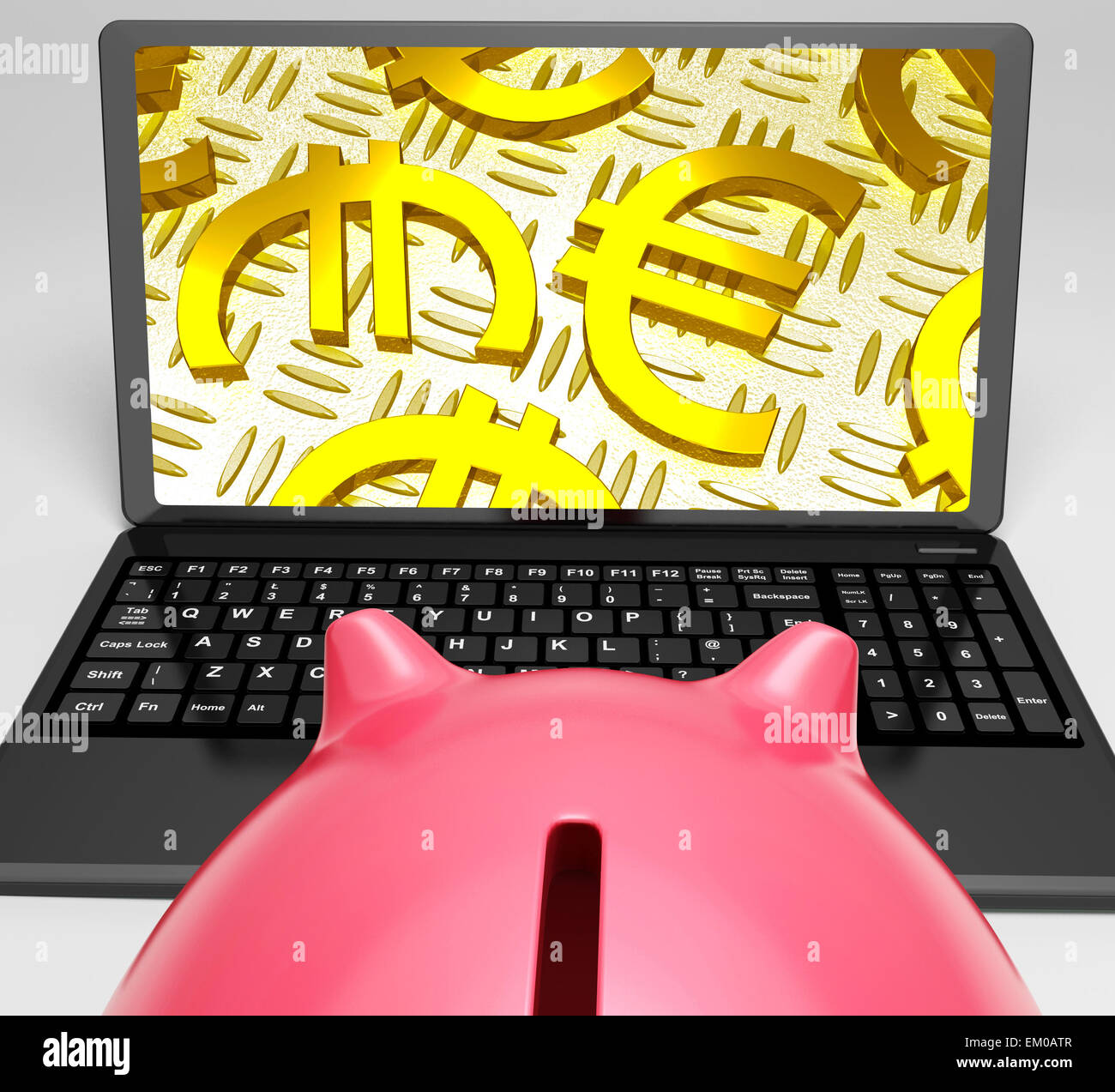 Euros Laptop Screen Shows Euro Currency Symbol Stock Photo - Alamy