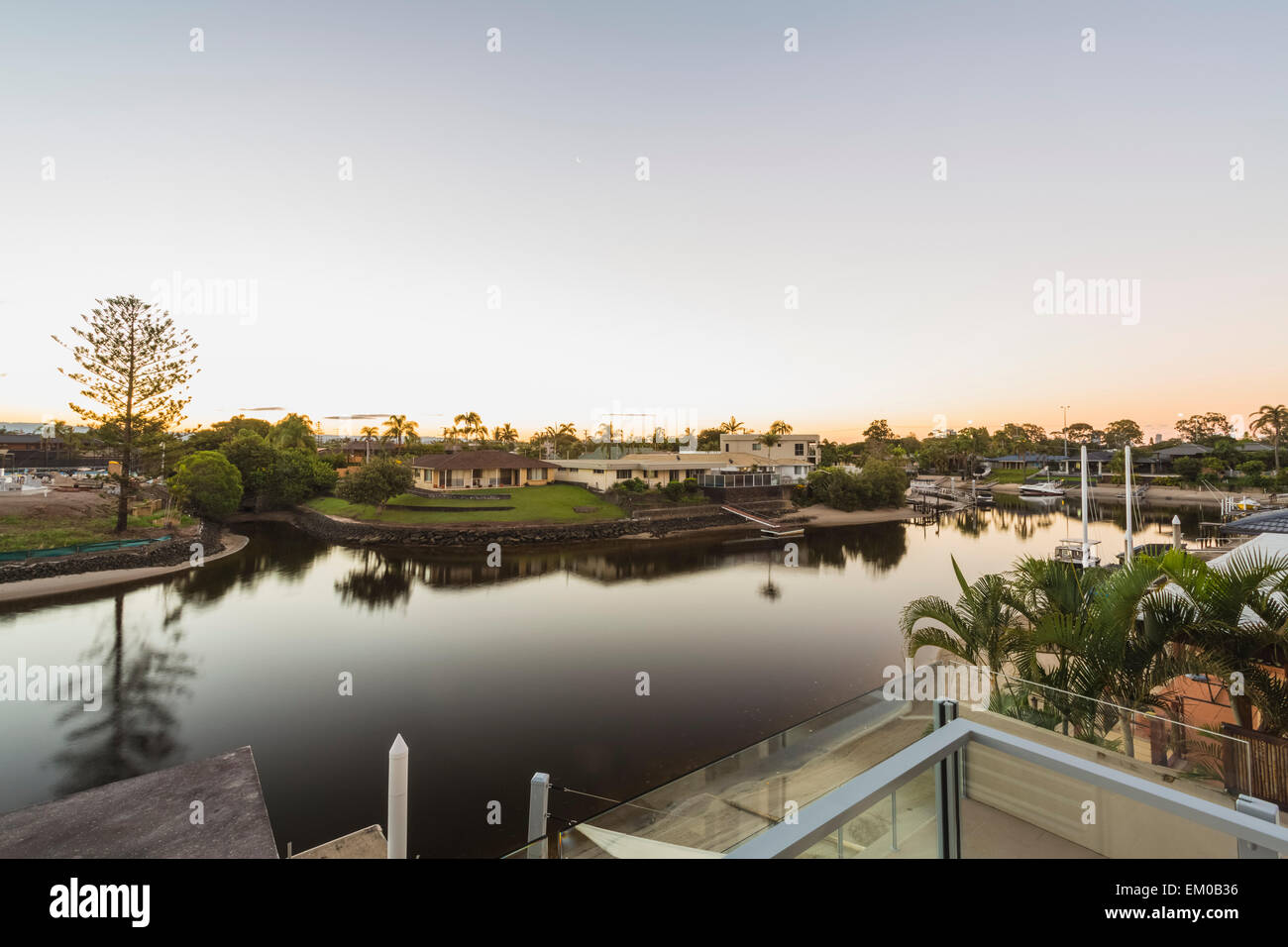 Houses on a canal on the Gold Coast, Queensland, Australia Stock Photo