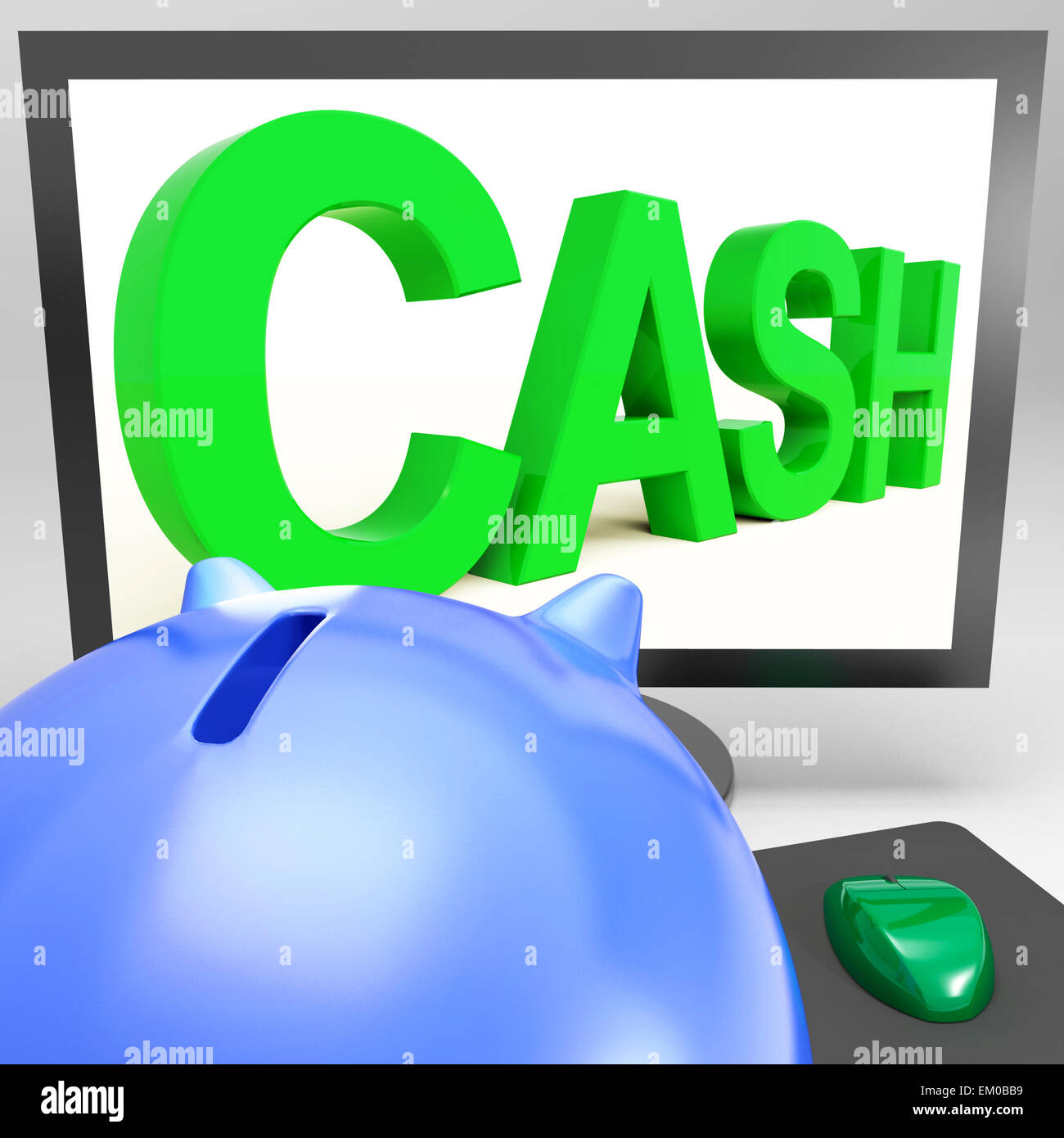 Cash On Monitor Showing Finances Stock Photo