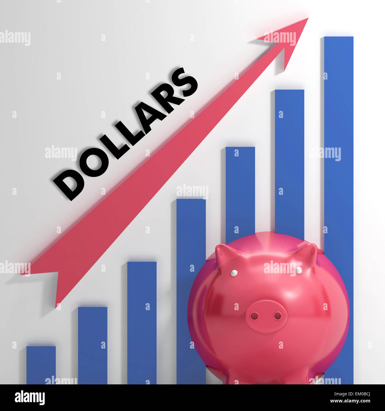 Raising dollars, usd Chart Shows American Progress Stock Photo