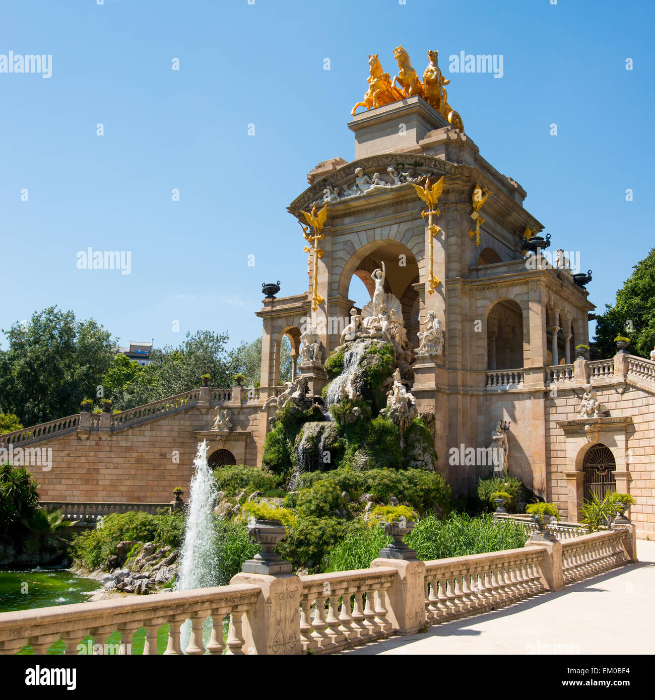 fountain in Barcelona Stock Photo Alamy