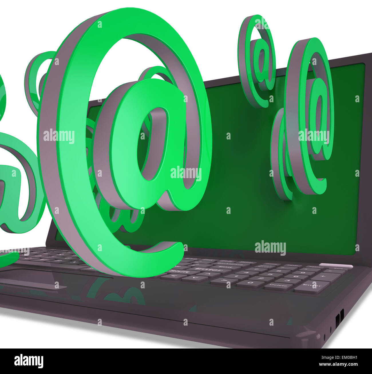 At Signs Leaving Laptop Showing Electronic Correspondence Stock Photo ...