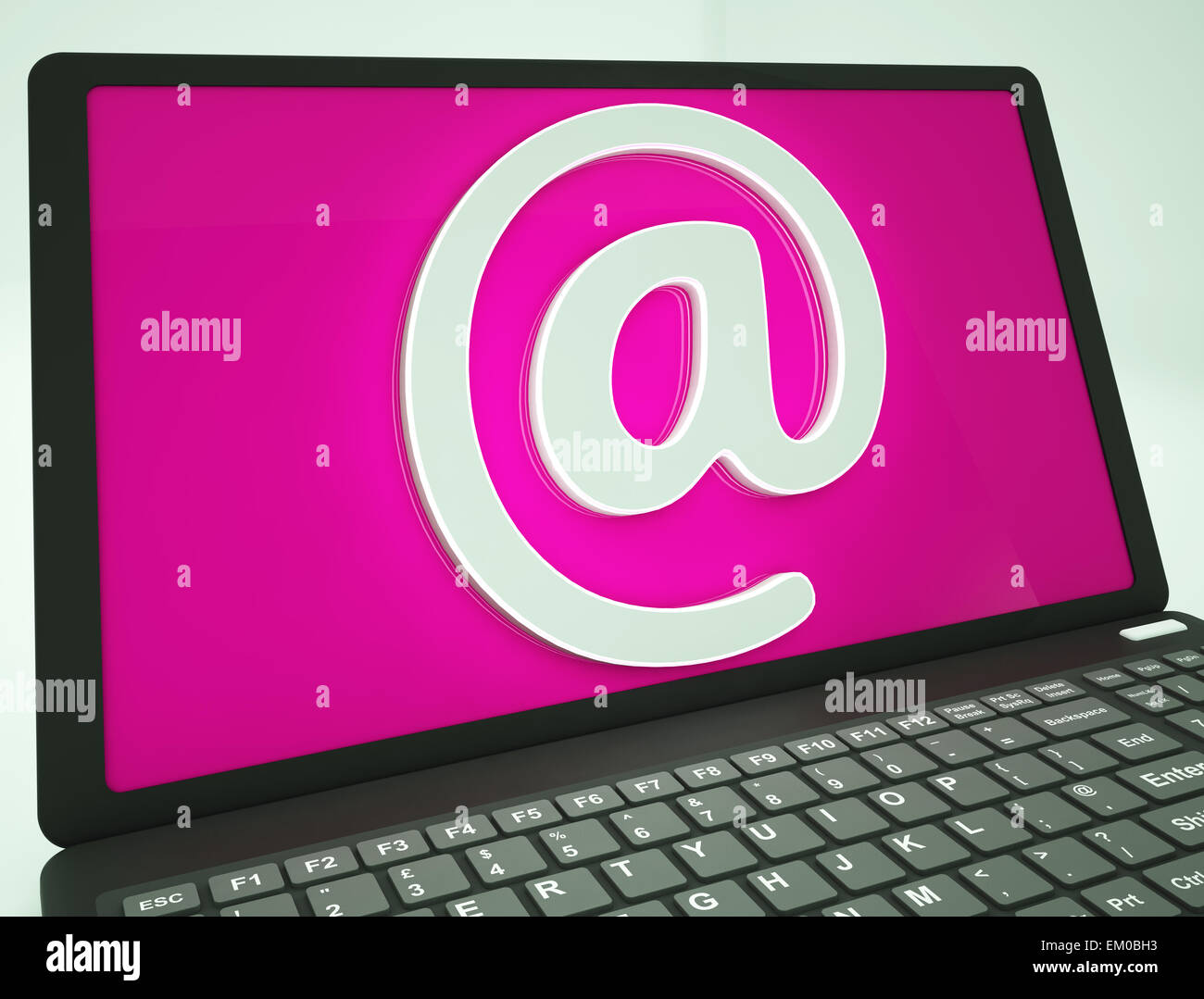At Sign On Laptop Showing Mailing Stock Photo Alamy