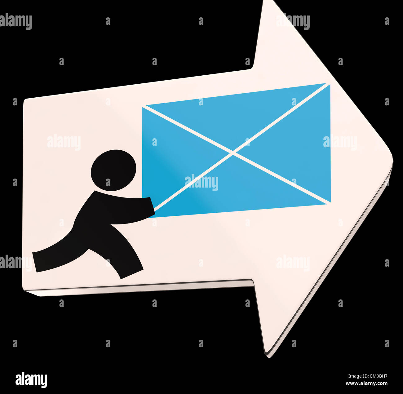 Delivering Mail Arrow Shows Express Delivery Stock Photo