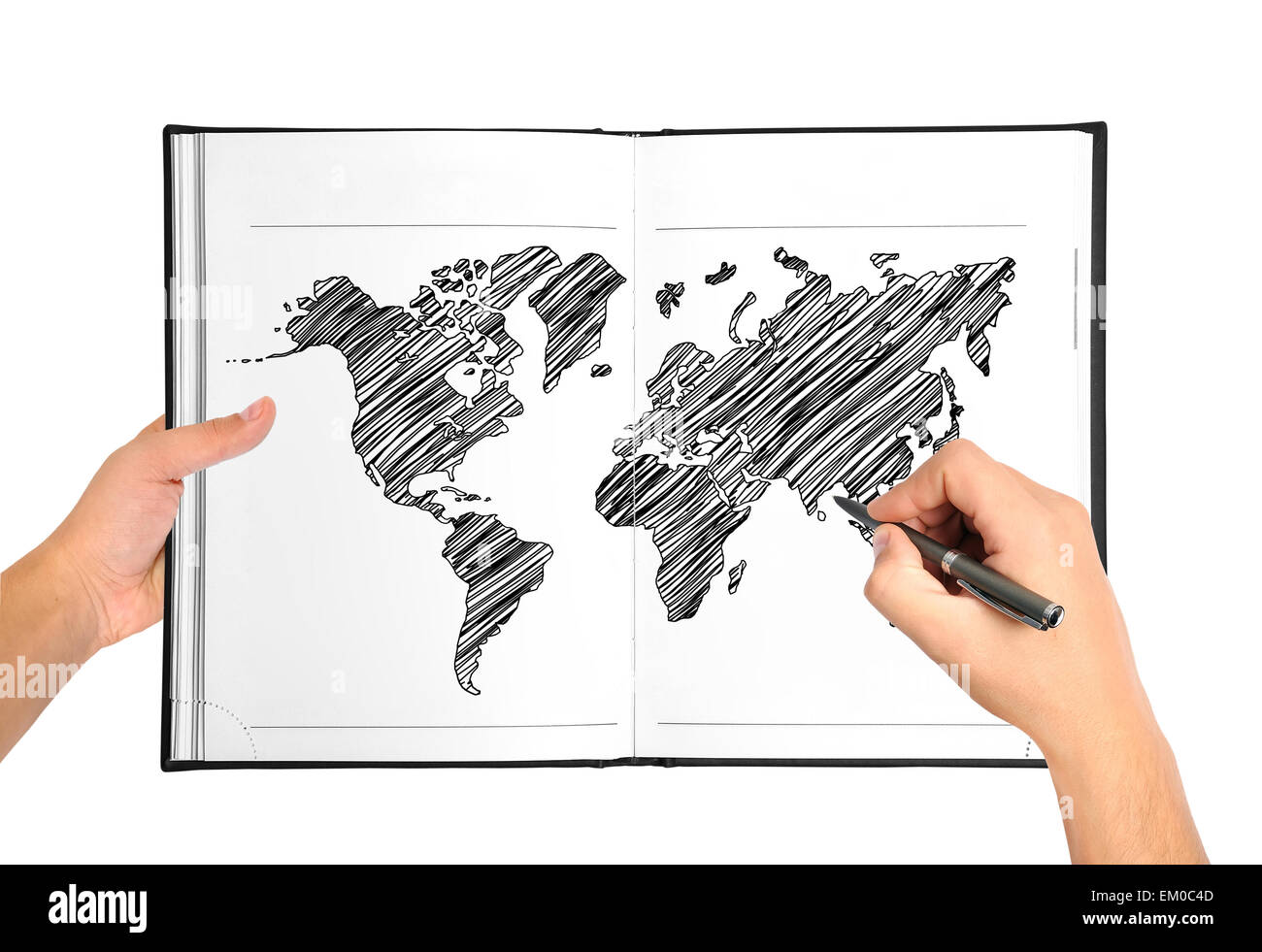 drawing world map Stock Photo