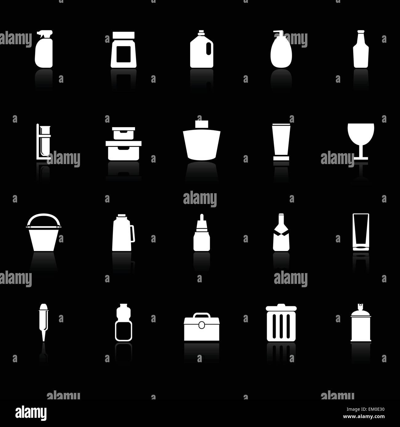 Design package icons with reflect on black background, stock vector ...