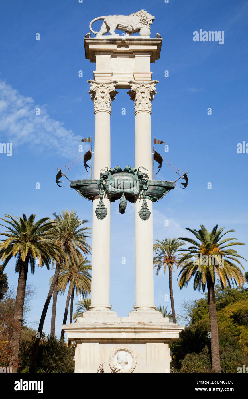 Christopher Columbus Monument; Sevilla Andalucia Spain Stock Photo