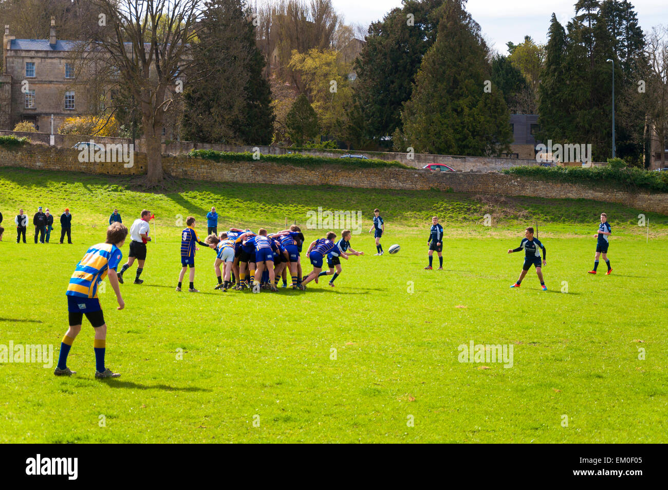 Under fifteen age group rugby union match. Contact sport in England UK Stock Photo