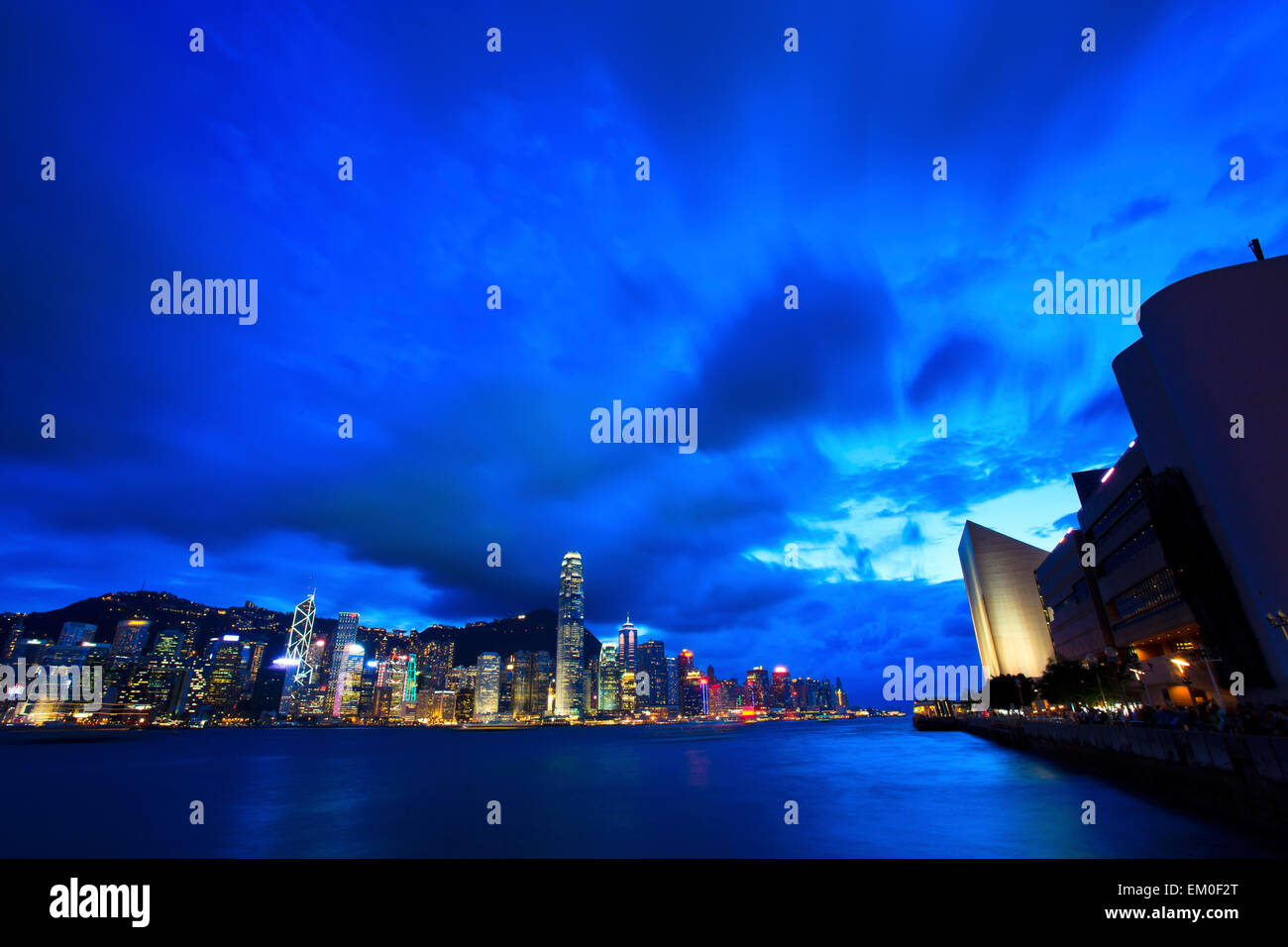 Kowloon harbor in Hong Kong at night Stock Photo - Alamy