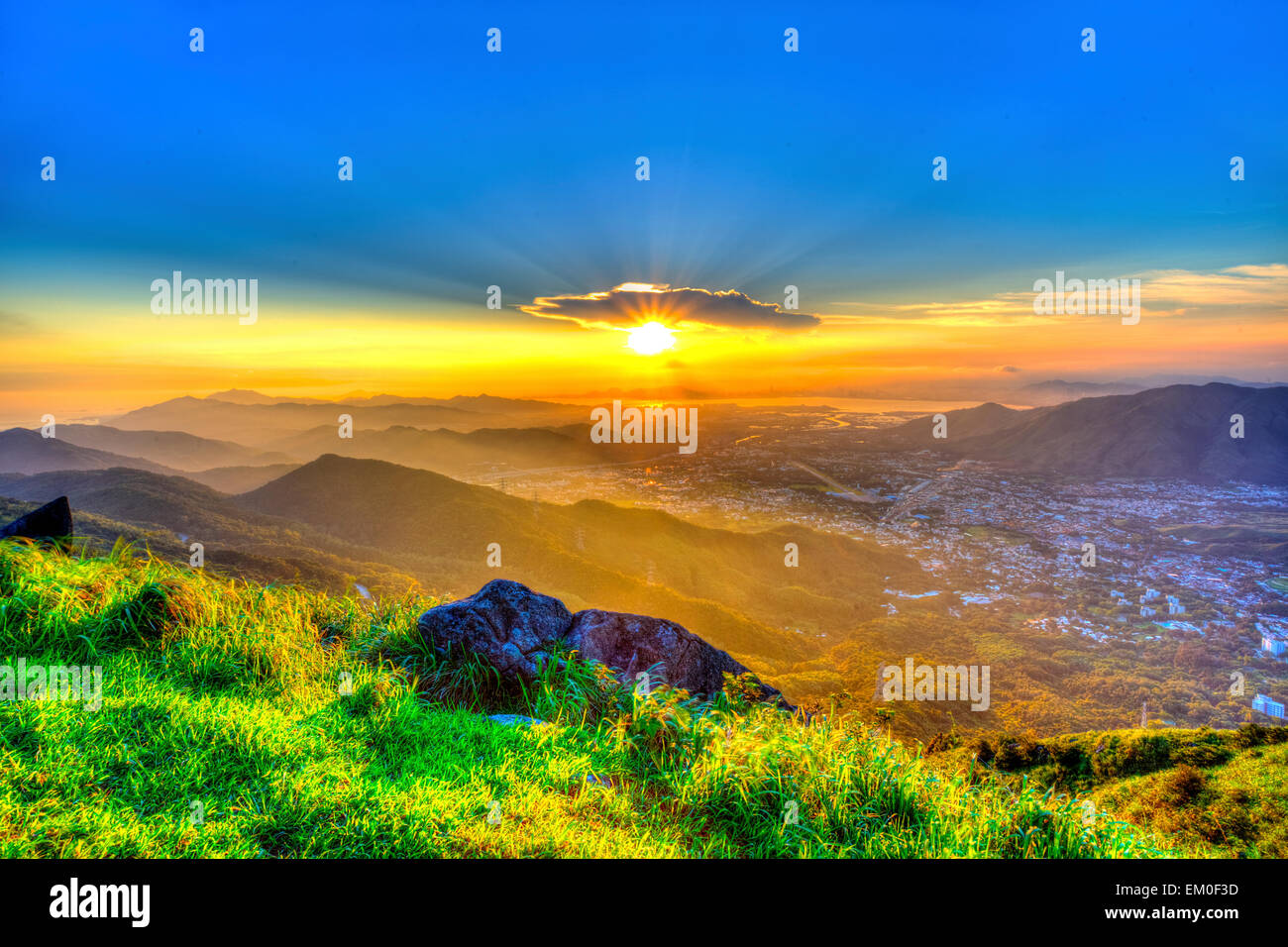 Hong Kong mountain sunset Stock Photo - Alamy