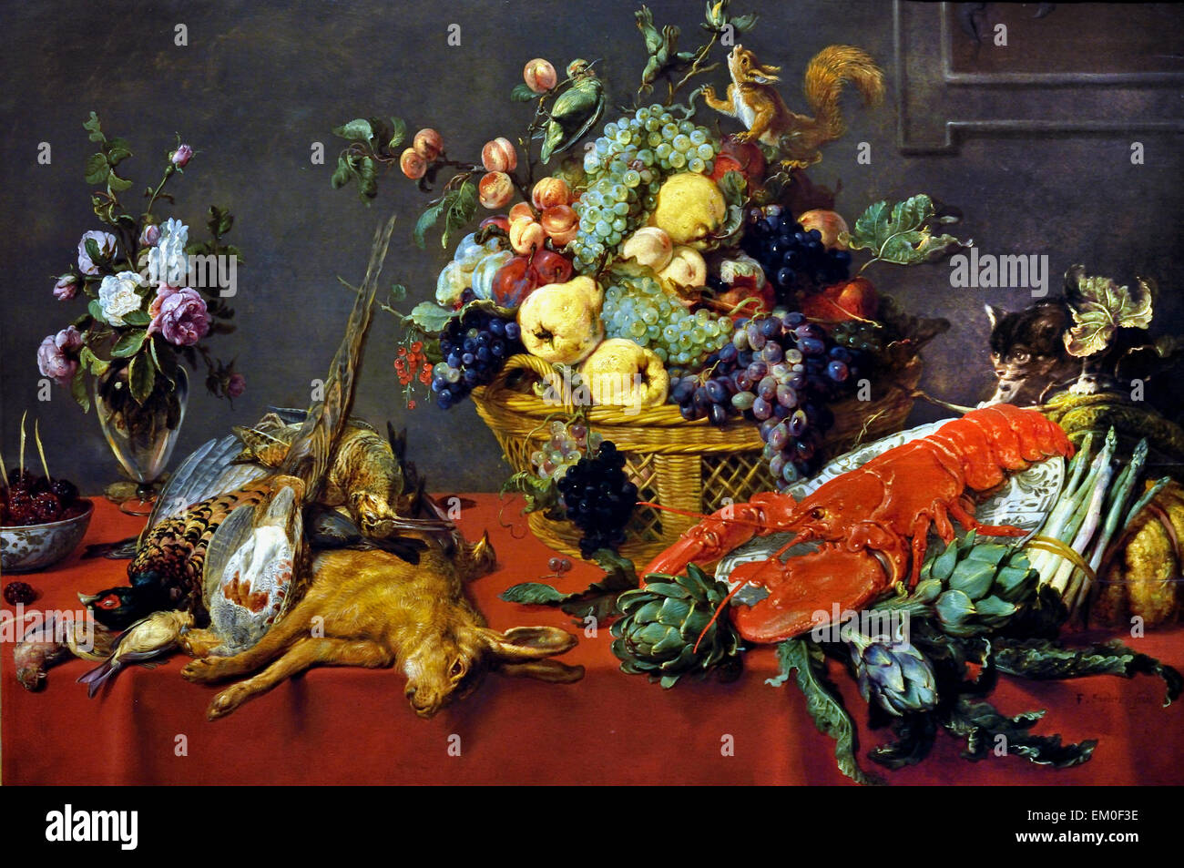 Still Live Basket with  Basket of Fruit ( Hare and Lobster ) 1612 Frans Snyders or Snijders ( 1579 – 1657) was a Flemish painter of animals and still life Belgian Belgium Stock Photo
