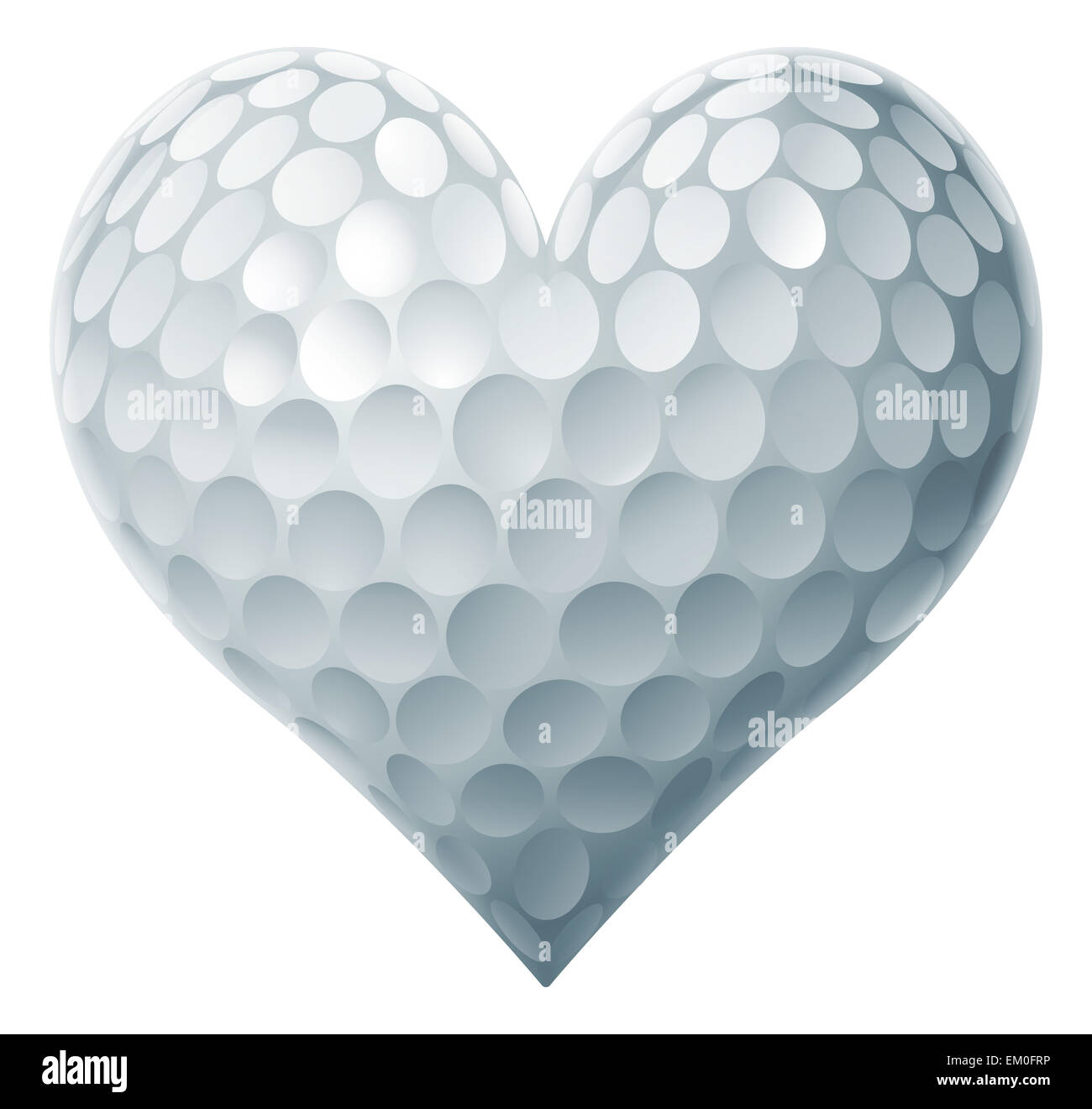 Golf Ball Heart concept of a heart shaped golf ball symbolising the love of golf. Stock Photo