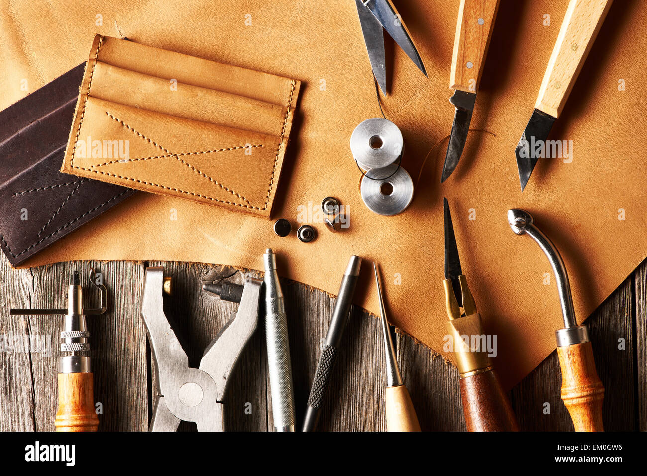 Leather crafting tools Stock Photo - Alamy