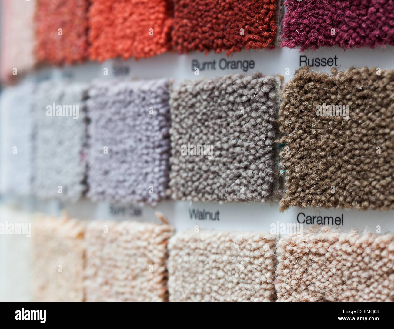 Carpet display in a retail shop Stock Photo