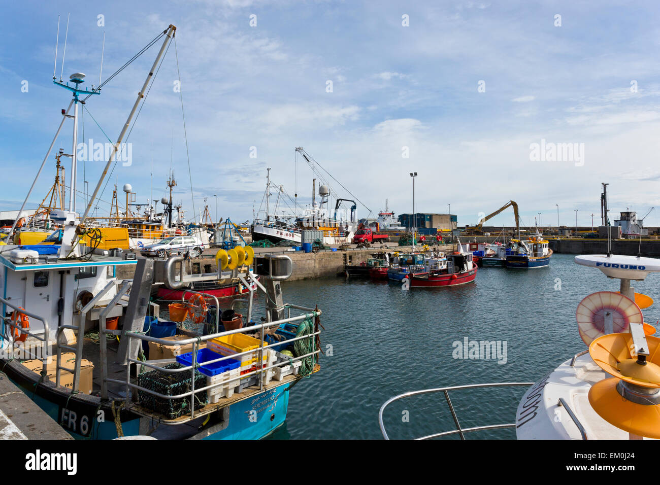 View boats in the Harbour at Fraserburgh  in Aberdeenshire;Scotland Stock Photo