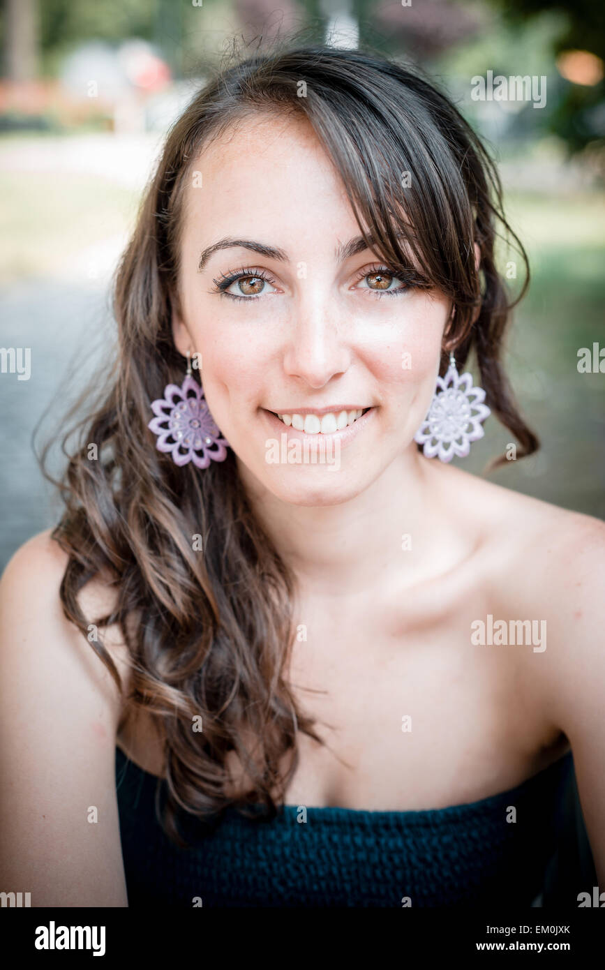 closeup portrait of smiling beautiful woman Stock Photo - Alamy