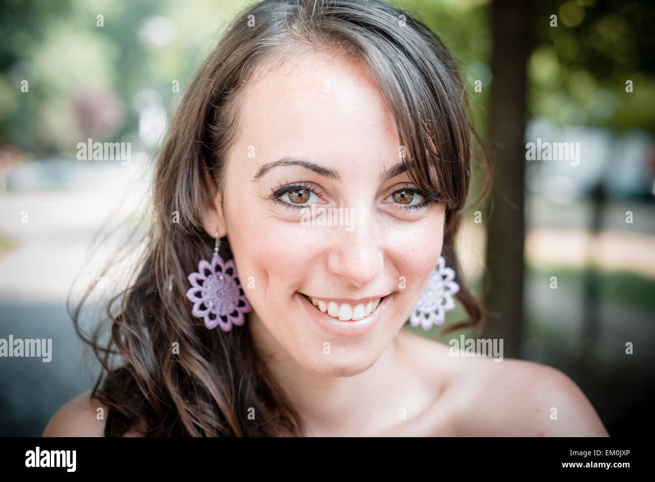 closeup portrait of smiling beautiful woman Stock Photo - Alamy