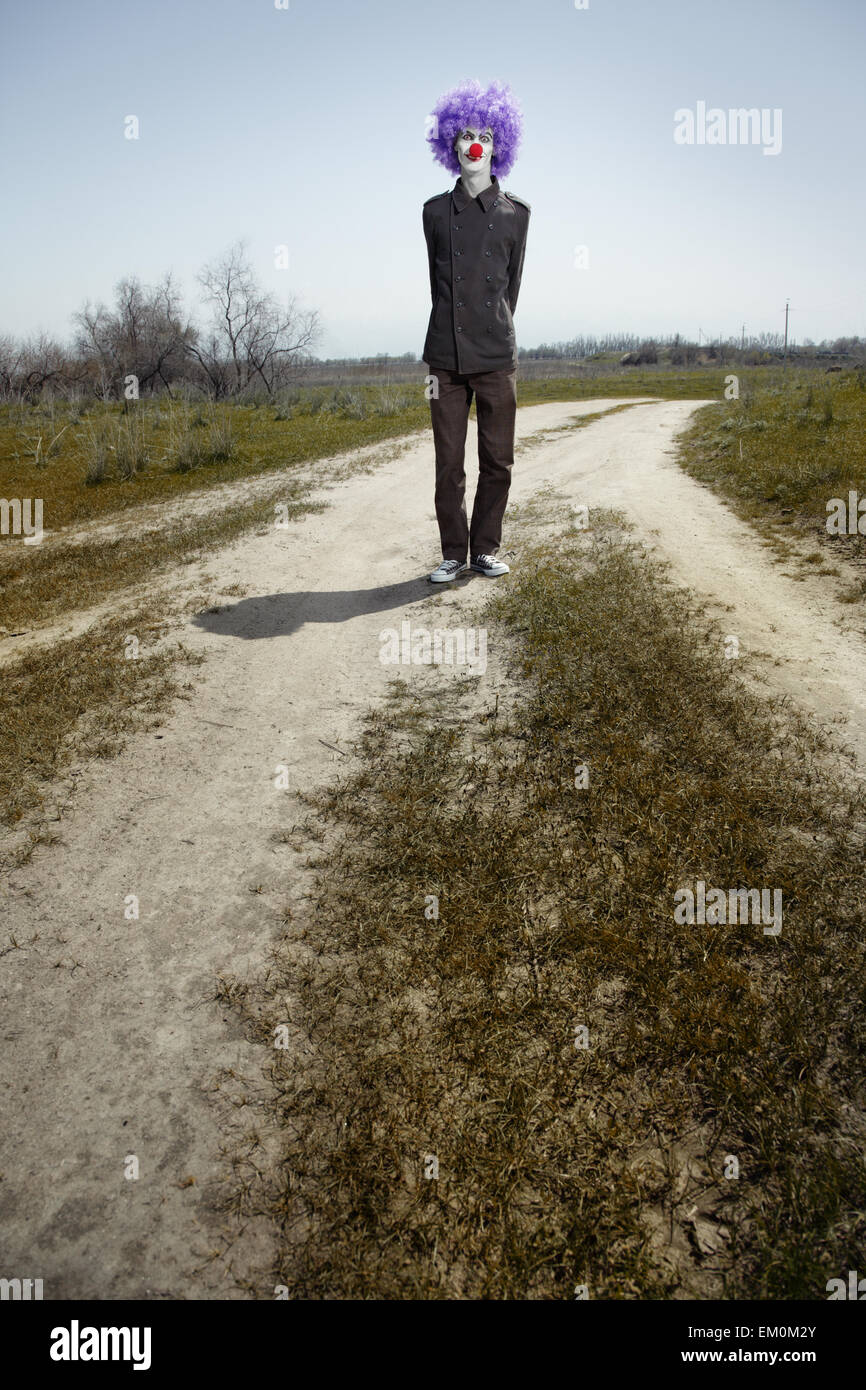 Crazy clown on the road Stock Photo Alamy