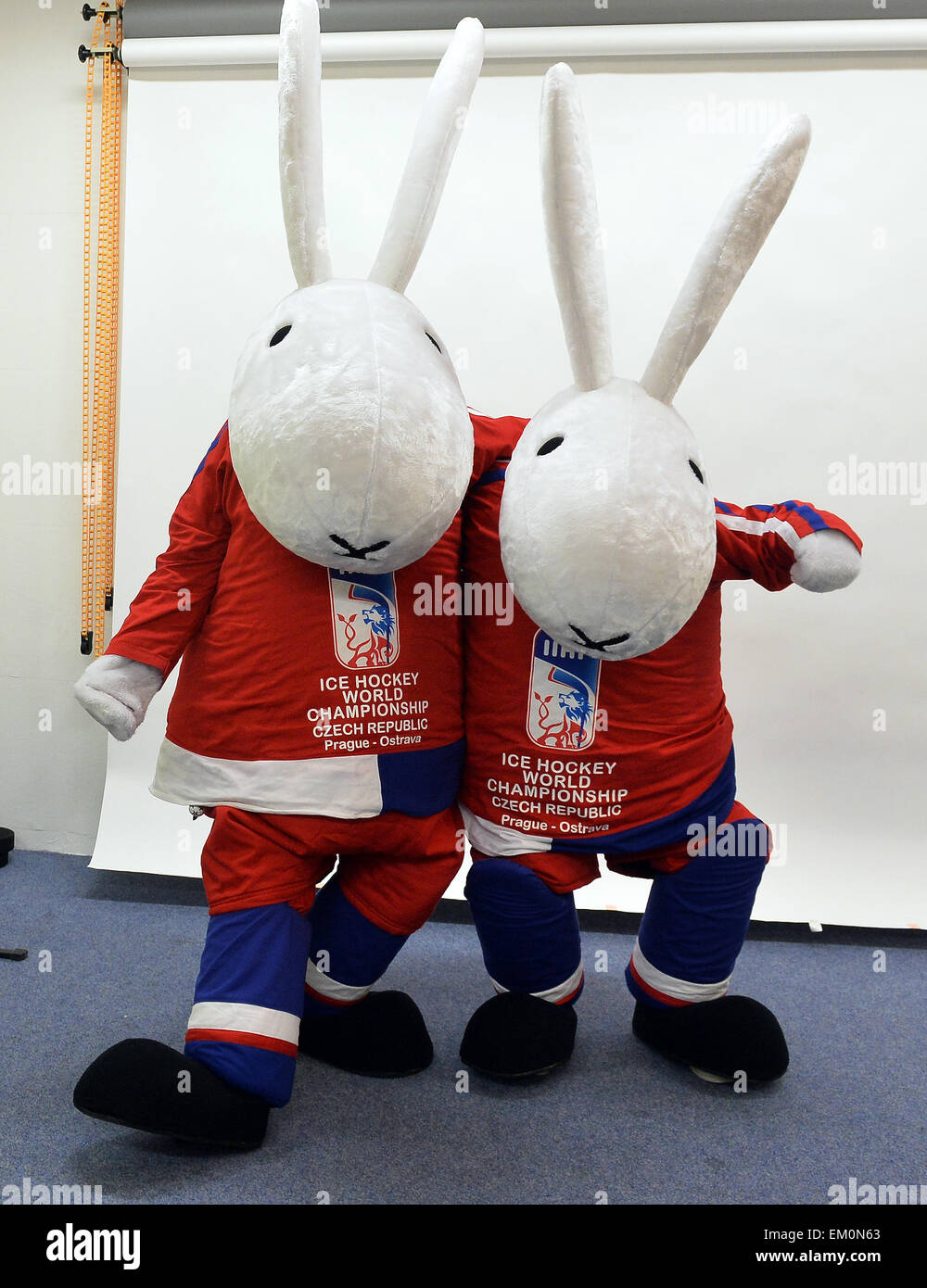 Bob and Bobek, mascots of the 2015 IIHF World Championship, that will